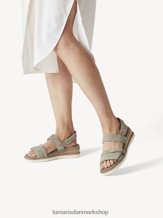 Tamaris Kvinder sandal med hæle i læder - grøn/smaragd ruskind XVXV8T1160 sko