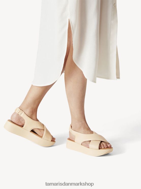 Tamaris Kvinder sandal med hæle i læder - gul/blød citron XVXV8T1045 sko