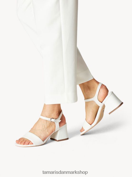 Tamaris Kvinder sandal med hæle i læder - hvid/hvid læder XVXV8T1179 sko