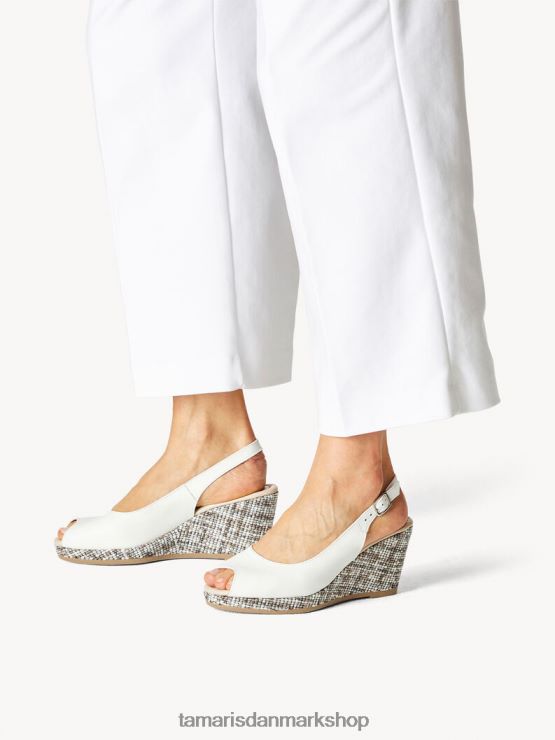 Tamaris Kvinder sandal med hæle i læder - hvid/hvid læder XVXV8T330 sko