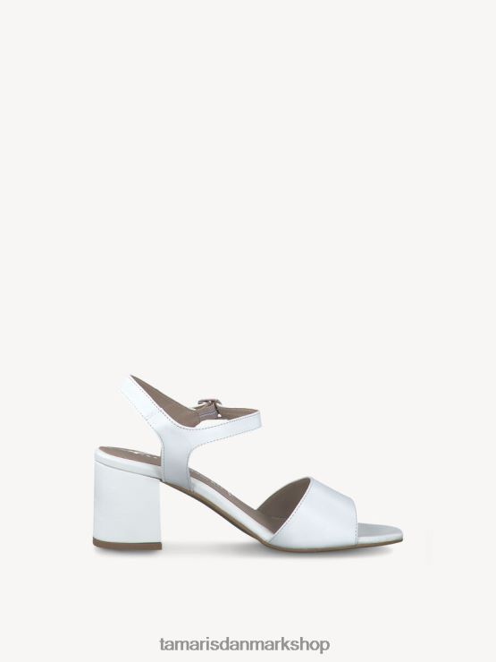 Tamaris Kvinder sandal med hæle i læder - hvid/hvid læder XVXV8T398 sko