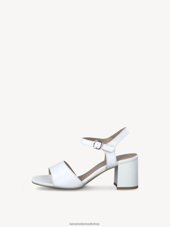 Tamaris Kvinder sandal med hæle i læder - hvid/hvid læder XVXV8T398 sko