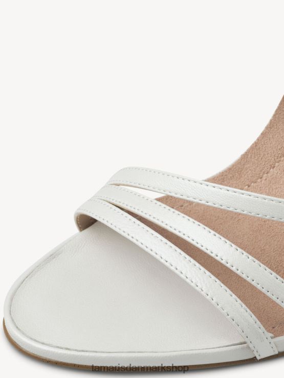 Tamaris Kvinder sandal med hæle i læder - hvid/hvid perle XVXV8T1100 sko