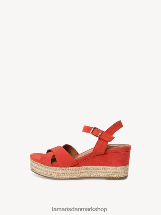 Tamaris Kvinder sandal med hæle i læder - orange/orange ruskind XVXV8T100 sko
