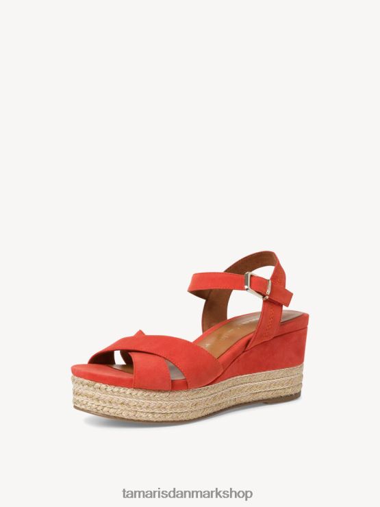 Tamaris Kvinder sandal med hæle i læder - orange/orange ruskind XVXV8T100 sko