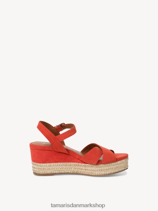 Tamaris Kvinder sandal med hæle i læder - orange/orange ruskind XVXV8T100 sko
