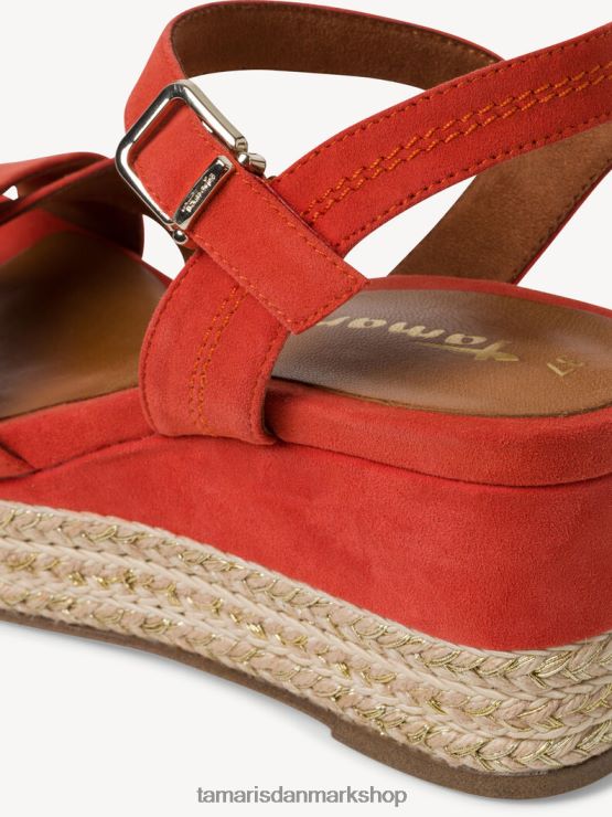 Tamaris Kvinder sandal med hæle i læder - orange/orange ruskind XVXV8T100 sko