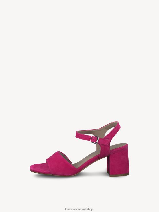 Tamaris Kvinder sandal med hæle i læder - pink/fuxia ruskind XVXV8T1348 sko