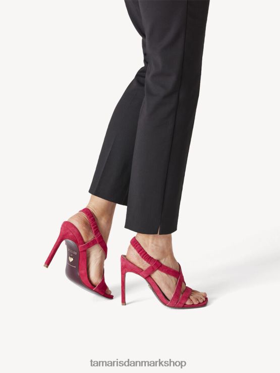 Tamaris Kvinder sandal med hæle i læder - pink/fuxia ruskind XVXV8T1684 sko