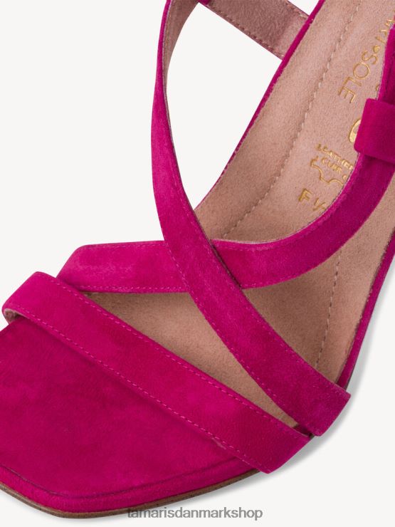 Tamaris Kvinder sandal med hæle i læder - pink/fuxia ruskind XVXV8T1684 sko