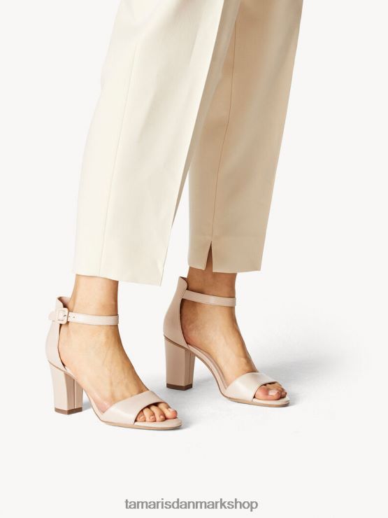 Tamaris Kvinder sandal med hæle i læder - rose/pudder XVXV8T1168 sko