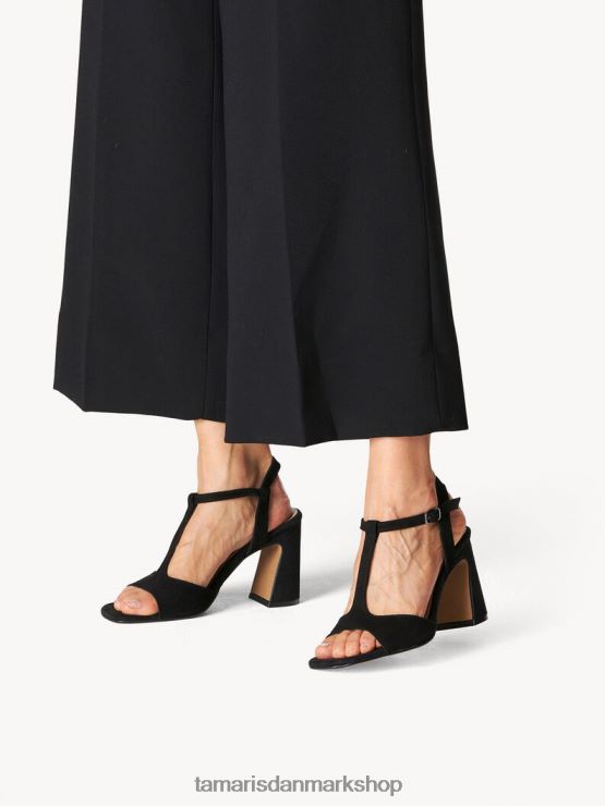 Tamaris Kvinder sandal med hæle i læder - sort XVXV8T1108 sko