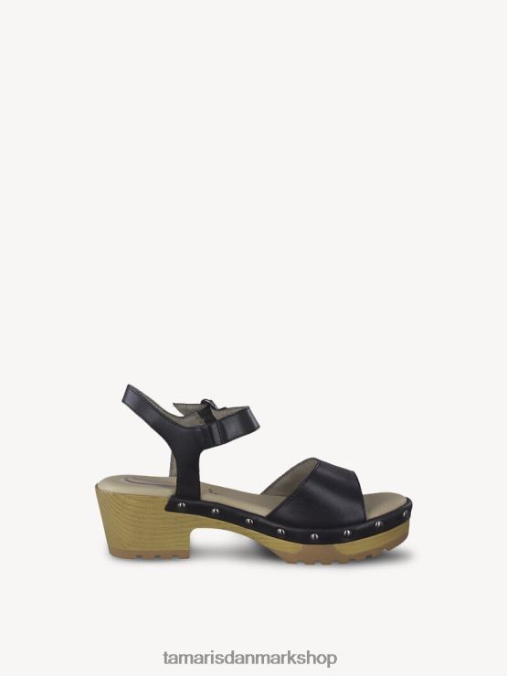 Tamaris Kvinder sandal med hæle i læder - sort XVXV8T1115 sko