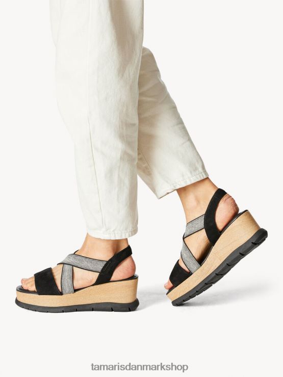 Tamaris Kvinder sandal med hæle i læder - sort XVXV8T1167 sko