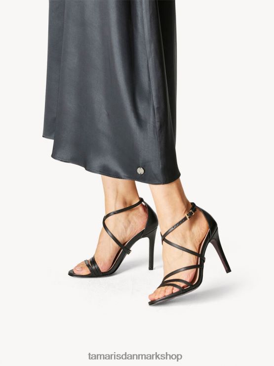 Tamaris Kvinder sandal med hæle i læder - sort XVXV8T1224 sko