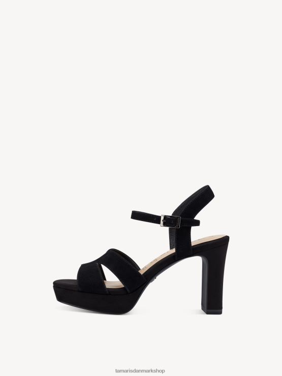 Tamaris Kvinder sandal med hæle i læder - sort XVXV8T1232 sko