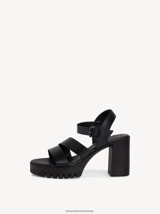 Tamaris Kvinder sandal med hæle i læder - sort XVXV8T127 sko