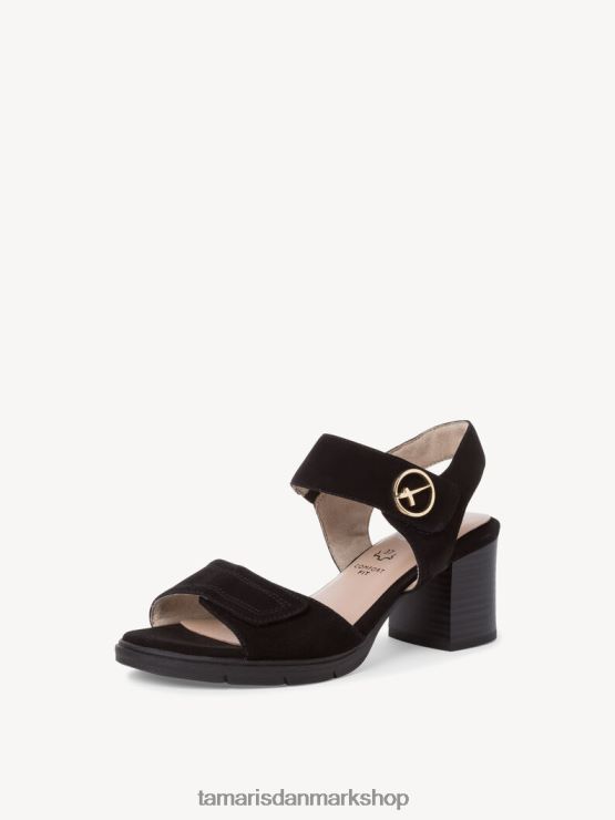 Tamaris Kvinder sandal med hæle i læder - sort XVXV8T1339 sko