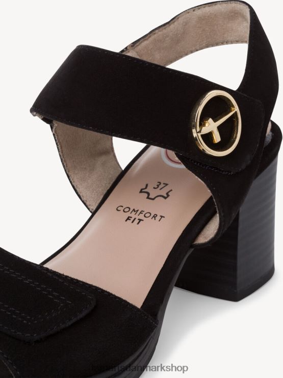 Tamaris Kvinder sandal med hæle i læder - sort XVXV8T1339 sko