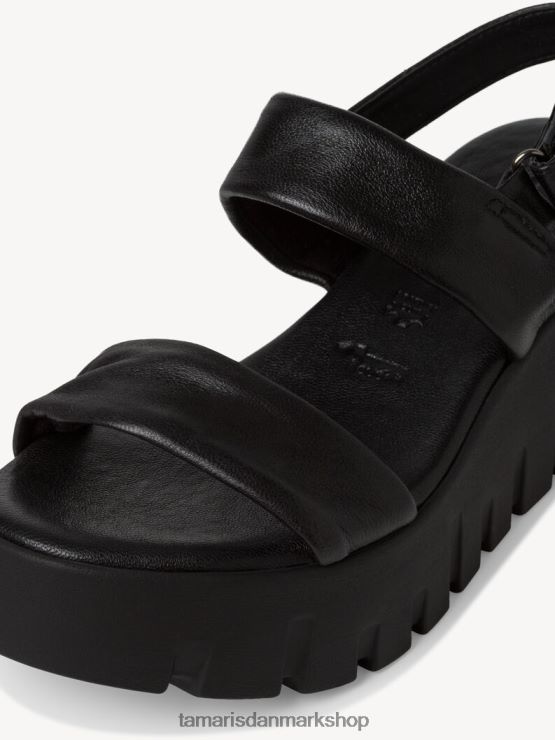 Tamaris Kvinder sandal med hæle i læder - sort XVXV8T1412 sko