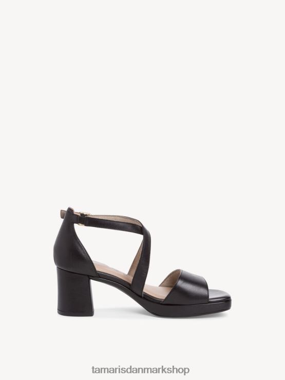 Tamaris Kvinder sandal med hæle i læder - sort XVXV8T1420 sko