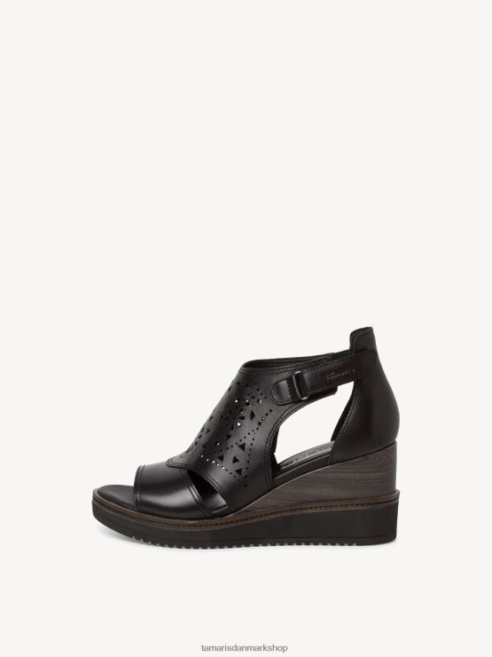 Tamaris Kvinder sandal med hæle i læder - sort XVXV8T1433 sko