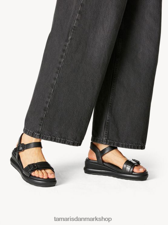 Tamaris Kvinder sandal med hæle i læder - sort XVXV8T1437 sko