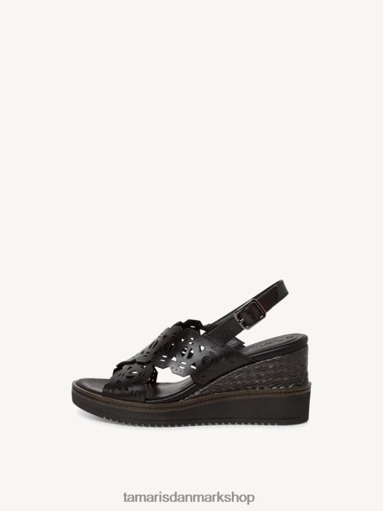 Tamaris Kvinder sandal med hæle i læder - sort XVXV8T1556 sko