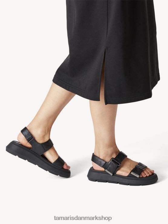 Tamaris Kvinder sandal med hæle i læder - sort XVXV8T1733 sko