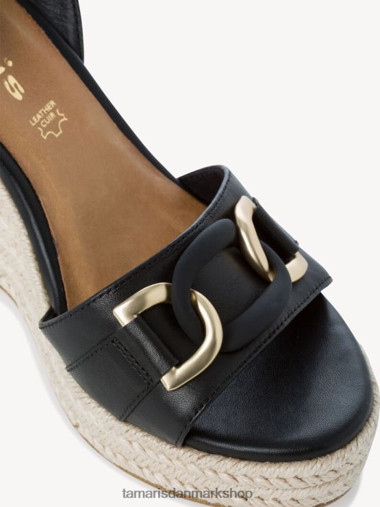 Tamaris Kvinder sandal med hæle i læder - sort XVXV8T2080 sko