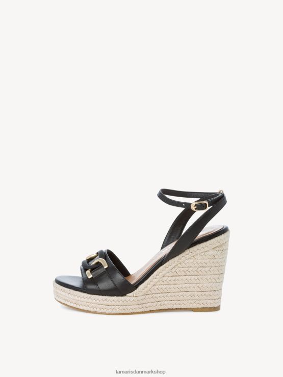 Tamaris Kvinder sandal med hæle i læder - sort XVXV8T2080 sko