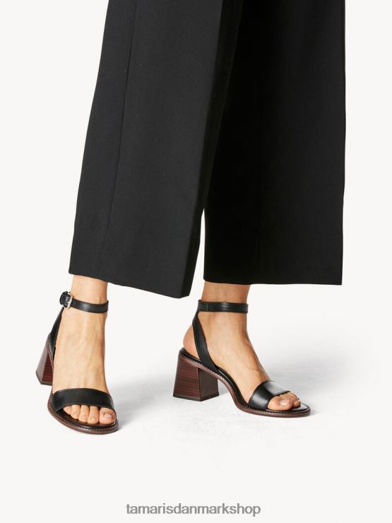 Tamaris Kvinder sandal med hæle i læder - sort XVXV8T2205 sko