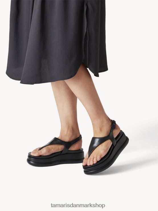 Tamaris Kvinder sandal med hæle i læder - sort XVXV8T2316 sko