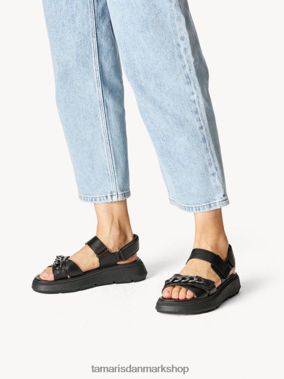 Tamaris Kvinder sandal med hæle i læder - sort XVXV8T577 sko