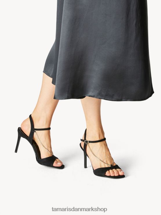 Tamaris Kvinder sandal med hæle i læder - sort XVXV8T724 sko