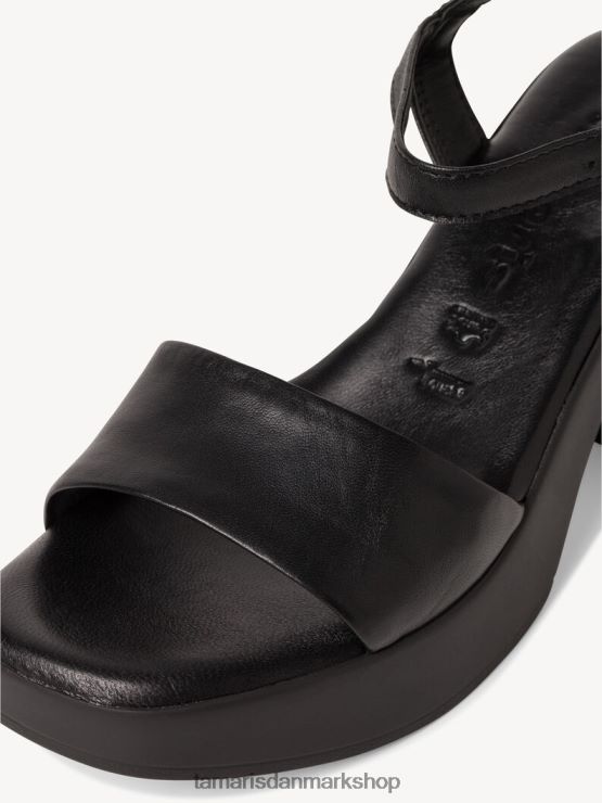 Tamaris Kvinder sandal med hæle i læder - sort XVXV8T837 sko