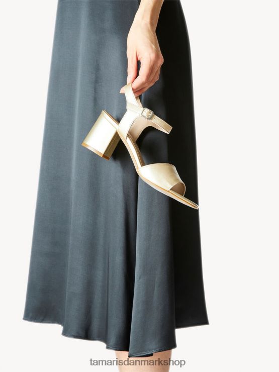 Tamaris Kvinder sandal med læderhæl - beige/champagne met. XVXV8T1342 sko
