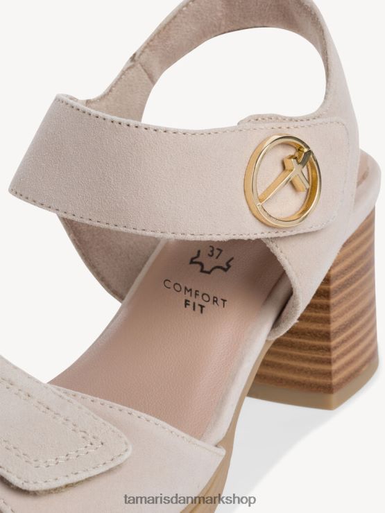Tamaris Kvinder sandal med læderhælede - beige XVXV8T1271 sko