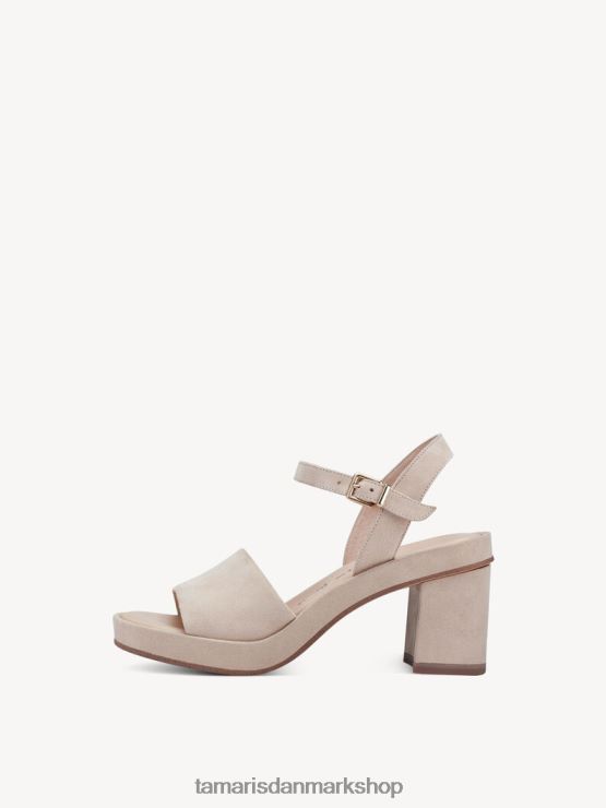 Tamaris Kvinder sandal med læderhælede - beige XVXV8T1842 sko
