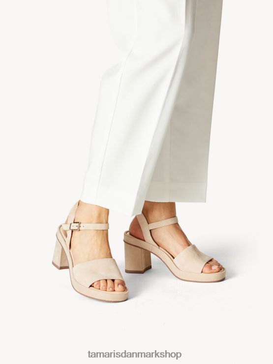 Tamaris Kvinder sandal med læderhælede - beige XVXV8T1842 sko
