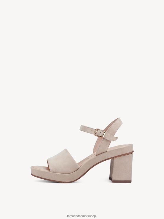 Tamaris Kvinder sandal med læderhælede - beige XVXV8T1842 sko
