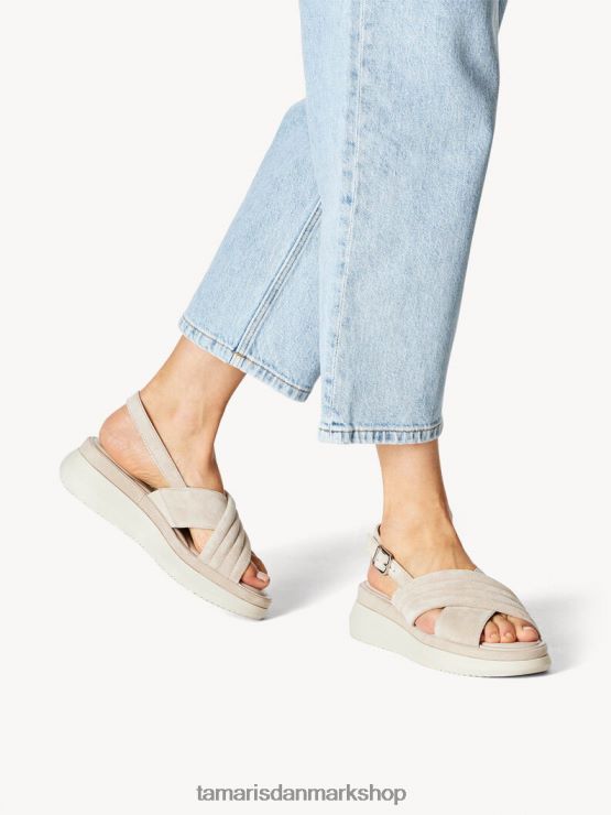 Tamaris Kvinder sandal med læderhælede - beige/taupe XVXV8T804 sko