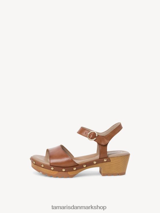 Tamaris Kvinder sandal med læderhælede - brun/cognac XVXV8T1528 sko