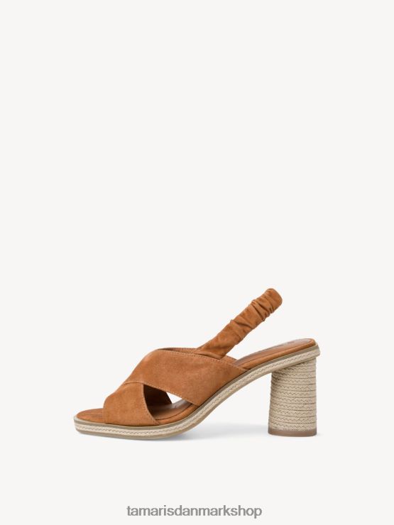 Tamaris Kvinder sandal med læderhælede - brun/cognac XVXV8T1595 sko