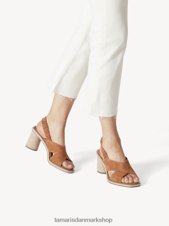 Tamaris Kvinder sandal med læderhælede - brun/cognac XVXV8T1595 sko