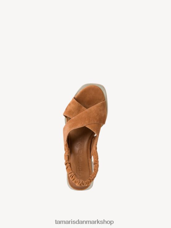 Tamaris Kvinder sandal med læderhælede - brun/cognac XVXV8T1595 sko
