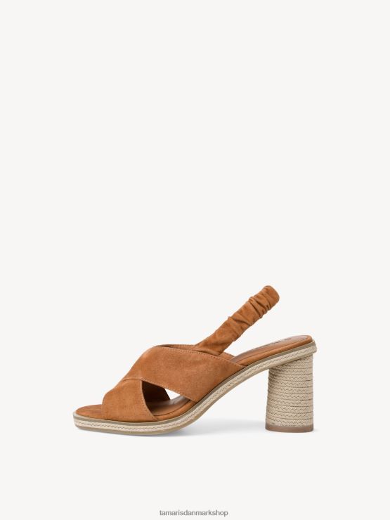 Tamaris Kvinder sandal med læderhælede - brun/cognac XVXV8T1595 sko