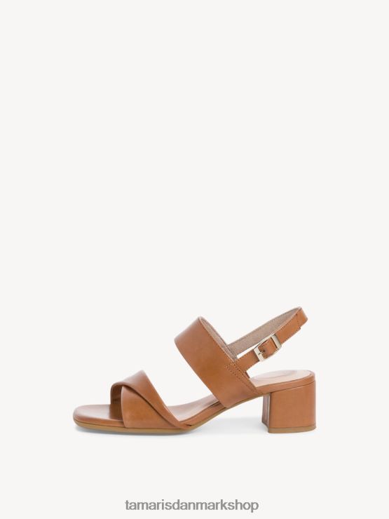 Tamaris Kvinder sandal med læderhælede - brun/cognac XVXV8T1692 sko