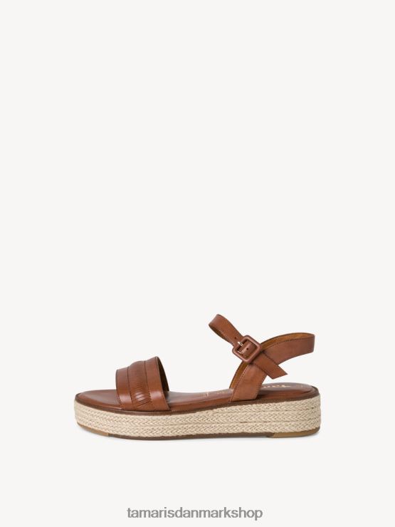 Tamaris Kvinder sandal med læderhælede - brun/cognac XVXV8T1760 sko