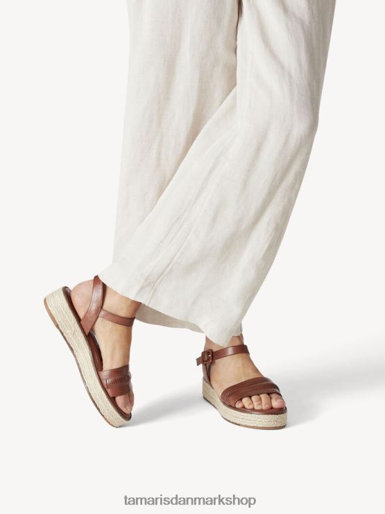 Tamaris Kvinder sandal med læderhælede - brun/cognac XVXV8T1760 sko